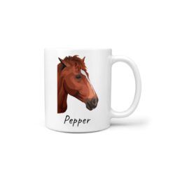 Custom horse illustration portrait mug - Personalised coffee mug portrait of your pet from a photo 20 personalised pet portrait mug horse illustration handle right white