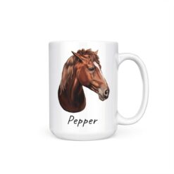 personalised pet portrait mug horse painting 15oz handle right white