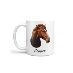 personalised pet portrait mug horse painting handle left white