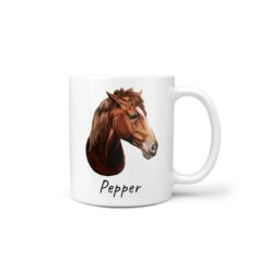 personalised pet portrait mug horse painting handle right white