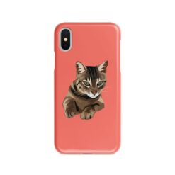 Custom cat illustration portrait phone case - Personalised portrait of your pet from a photo for your Iphone 15 Pro Max, Iphone 14, 13, 12 to 6 & Samsung Galaxy S23 Ultra, S22, S21 to S6 17 personalised pet portrait phone case cat illustration coral