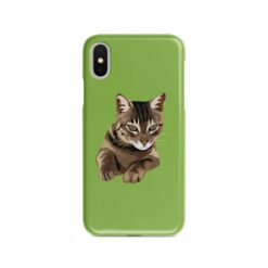 Custom cat illustration portrait phone case - Personalised portrait of your pet from a photo for your Iphone 15 Pro Max, Iphone 14, 13, 12 to 6 & Samsung Galaxy S23 Ultra, S22, S21 to S6 18 personalised pet portrait phone case cat illustration green