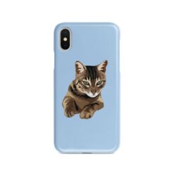 Custom cat illustration portrait phone case - Personalised portrait of your pet from a photo for your Iphone 15 Pro Max, Iphone 14, 13, 12 to 6 & Samsung Galaxy S23 Ultra, S22, S21 to S6 19 personalised pet portrait phone case cat illustration light blue