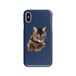 Custom cat illustration portrait phone case - Personalised portrait of your pet from a photo for your Iphone 15 Pro Max, Iphone 14, 13, 12 to 6 & Samsung Galaxy S23 Ultra, S22, S21 to S6 20 personalised pet portrait phone case cat illustration navy