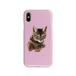 Custom cat illustration portrait phone case - Personalised portrait of your pet from a photo for your Iphone 15 Pro Max, Iphone 14, 13, 12 to 6 & Samsung Galaxy S23 Ultra, S22, S21 to S6 21 personalised pet portrait phone case cat illustration pink