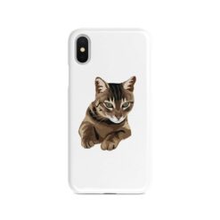 Custom cat illustration portrait phone case - Personalised portrait of your pet from a photo for your Iphone 15 Pro Max, Iphone 14, 13, 12 to 6 & Samsung Galaxy S23 Ultra, S22, S21 to S6 26 personalised pet portrait phone case cat illustration white
