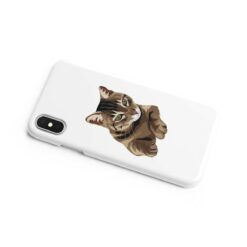 Custom cat illustration portrait phone case - Personalised portrait of your pet from a photo for your Iphone 15 Pro Max, Iphone 14, 13, 12 to 6 & Samsung Galaxy S23 Ultra, S22, S21 to S6 25 personalised pet portrait phone case cat illustration white side