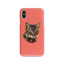 Custom cat painting portrait phone case - Personalised portrait of your pet from a photo for your Iphone 15 Pro Max, Iphone 14, 13, 12 to 6 & Samsung Galaxy S23 Ultra, S22, S21 to S6 16 personalised pet portrait phone case cat painting coral
