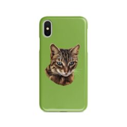 Custom cat painting portrait phone case - Personalised portrait of your pet from a photo for your Iphone 15 Pro Max, Iphone 14, 13, 12 to 6 & Samsung Galaxy S23 Ultra, S22, S21 to S6 17 personalised pet portrait phone case cat painting green