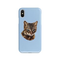 Custom cat painting portrait phone case - Personalised portrait of your pet from a photo for your Iphone 15 Pro Max, Iphone 14, 13, 12 to 6 & Samsung Galaxy S23 Ultra, S22, S21 to S6 18 personalised pet portrait phone case cat painting light blue
