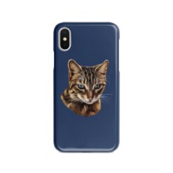 Custom cat painting portrait phone case - Personalised portrait of your pet from a photo for your Iphone 15 Pro Max, Iphone 14, 13, 12 to 6 & Samsung Galaxy S23 Ultra, S22, S21 to S6 19 personalised pet portrait phone case cat painting navy