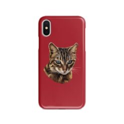 Custom cat painting portrait phone case - Personalised portrait of your pet from a photo for your Iphone 15 Pro Max, Iphone 14, 13, 12 to 6 & Samsung Galaxy S23 Ultra, S22, S21 to S6 22 personalised pet portrait phone case cat painting red
