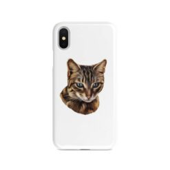 Custom cat painting portrait phone case - Personalised portrait of your pet from a photo for your Iphone 15 Pro Max, Iphone 14, 13, 12 to 6 & Samsung Galaxy S23 Ultra, S22, S21 to S6 25 personalised pet portrait phone case cat painting white