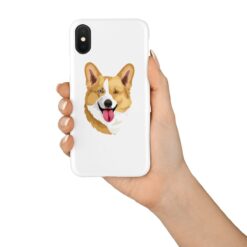 Custom dog illustration portrait phone case - Personalised portrait of your pet from a photo for your Iphone 15 Pro Max, Iphone 14, 13, 12 to 6 & Samsung Galaxy S23 Ultra, S22, S21 to S6 24 personalised pet portrait phone case dog illustration white in hand