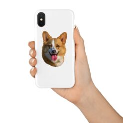 Custom dog painting portrait phone case - Personalised portrait of your pet from a photo for your Iphone 15 Pro Max, Iphone 14, 13, 12 to 6 & Samsung Galaxy S23 Ultra, S22, S21 to S6 24 personalised pet portrait phone case dog painting white in hand