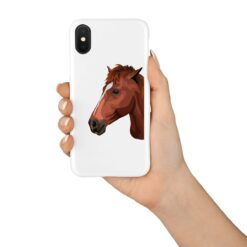 Custom horse illustration portrait phone case - Personalised portrait of your pet from a photo for your Iphone 15 Pro Max, Iphone 14, 13, 12 to 6 & Samsung Galaxy S23 Ultra, S22, S21 to S6 24 personalised pet portrait phone case horse illustration white in hand