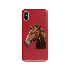 Custom horse painting portrait phone case - Personalised portrait of your pet from a photo for your Iphone 15 Pro Max, Iphone 14, 13, 12 to 6 & Samsung Galaxy S23 Ultra, S22, S21 to S6 23 personalised pet portrait phone case horse painting red