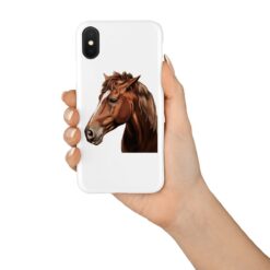 Custom horse painting portrait phone case - Personalised portrait of your pet from a photo for your Iphone 15 Pro Max, Iphone 14, 13, 12 to 6 & Samsung Galaxy S23 Ultra, S22, S21 to S6 24 personalised pet portrait phone case horse painting white in hand