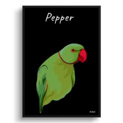 personalised pet portrait prints bird illustration black