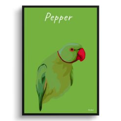personalised pet portrait prints bird illustration green