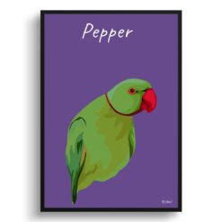 personalised pet portrait prints bird illustration purple
