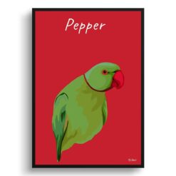 personalised pet portrait prints bird illustration red