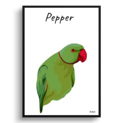 personalised pet portrait prints bird illustration white