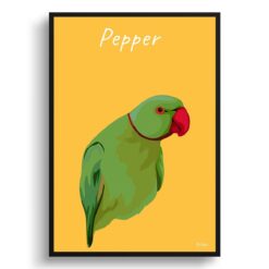 personalised pet portrait prints bird illustration yellow