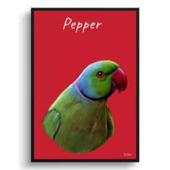 Custom Bird painting portrait print - Framed & un-framed personalised portrait of your pet 35 personalised pet portrait prints bird painting red