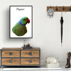 Custom Bird painting portrait print - Framed & un-framed personalised portrait of your pet 23 personalised pet portrait prints bird painting white hall