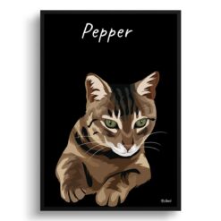 personalised pet portrait prints cat illustration black