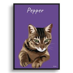 personalised pet portrait prints cat illustration purple
