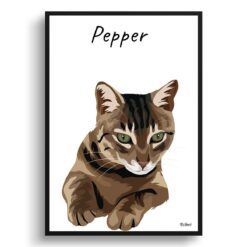 personalised pet portrait prints cat illustration white