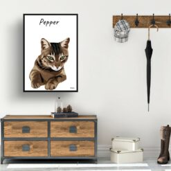 personalised pet portrait prints cat illustration white hall