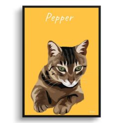 personalised pet portrait prints cat illustration yellow