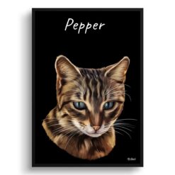 personalised pet portrait prints cat painting black