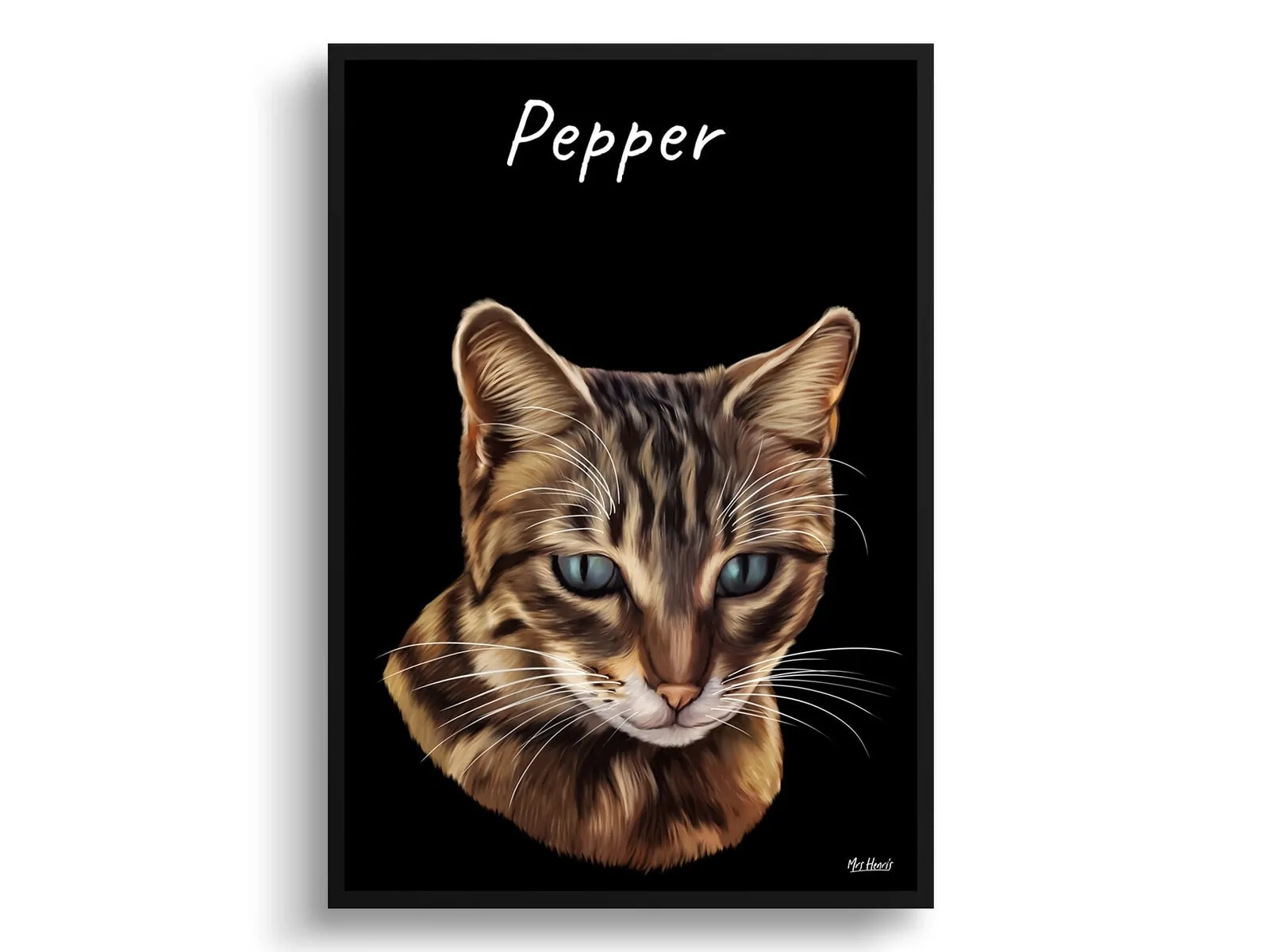 Custom Cat painting portrait print - Framed & un-framed personalised portrait of your pet - Image 9
