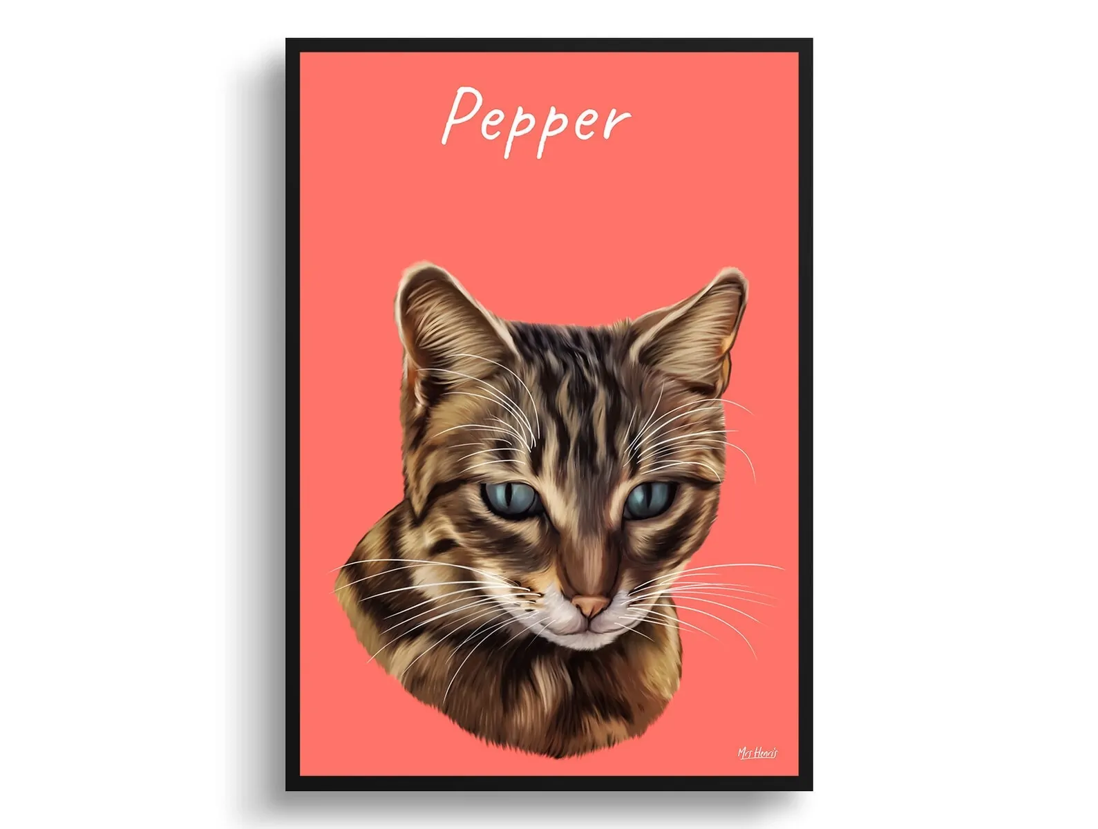 Custom Cat painting portrait print - Framed & un-framed personalised portrait of your pet - Image 10