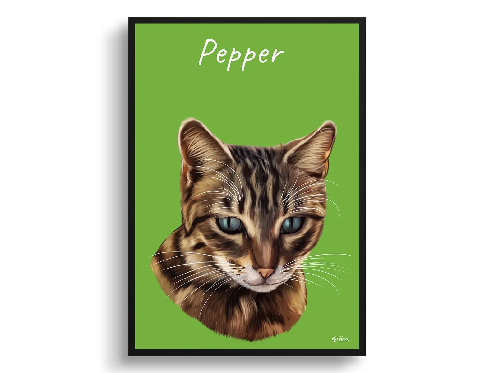 Custom Cat painting portrait print - Framed & un-framed personalised portrait of your pet - Image 11