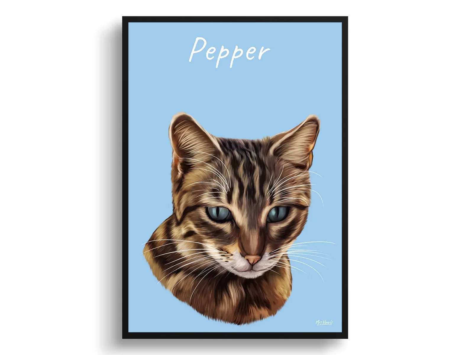 Custom Cat painting portrait print - Framed & un-framed personalised portrait of your pet - Image 12