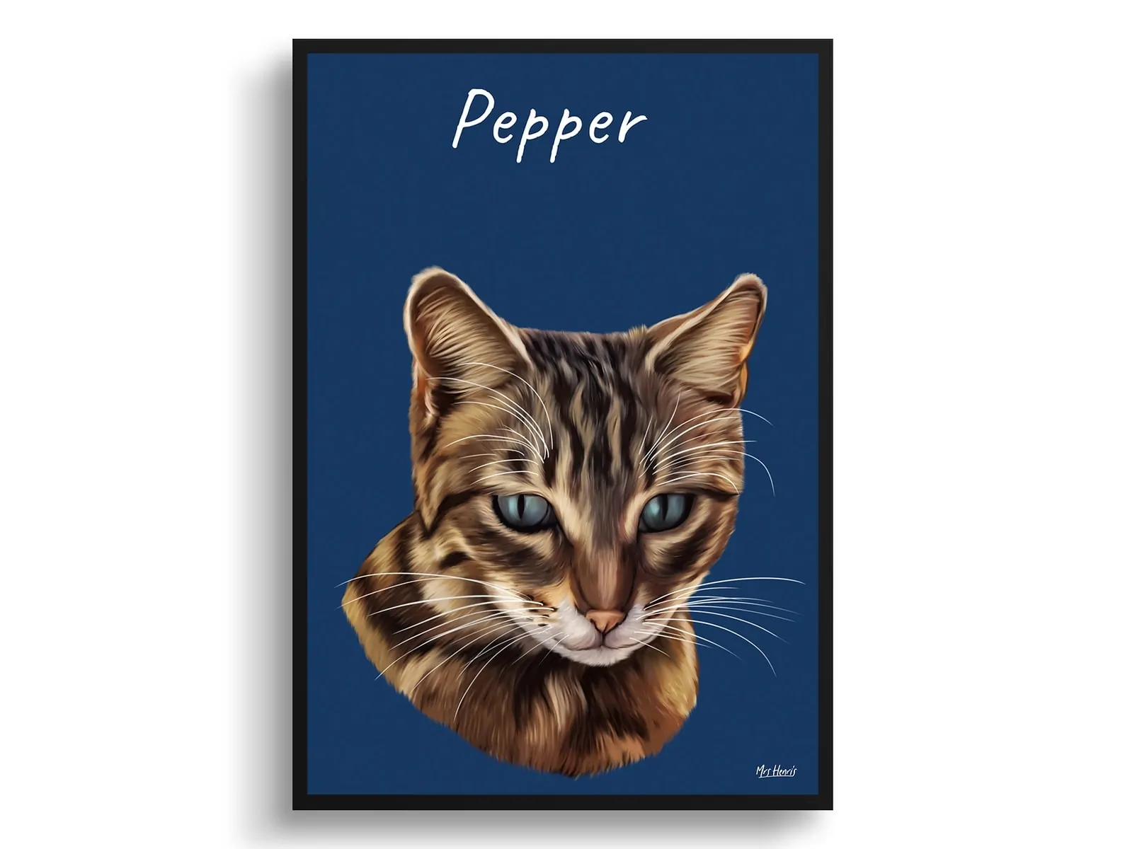 Custom Cat painting portrait print - Framed & un-framed personalised portrait of your pet - Image 13