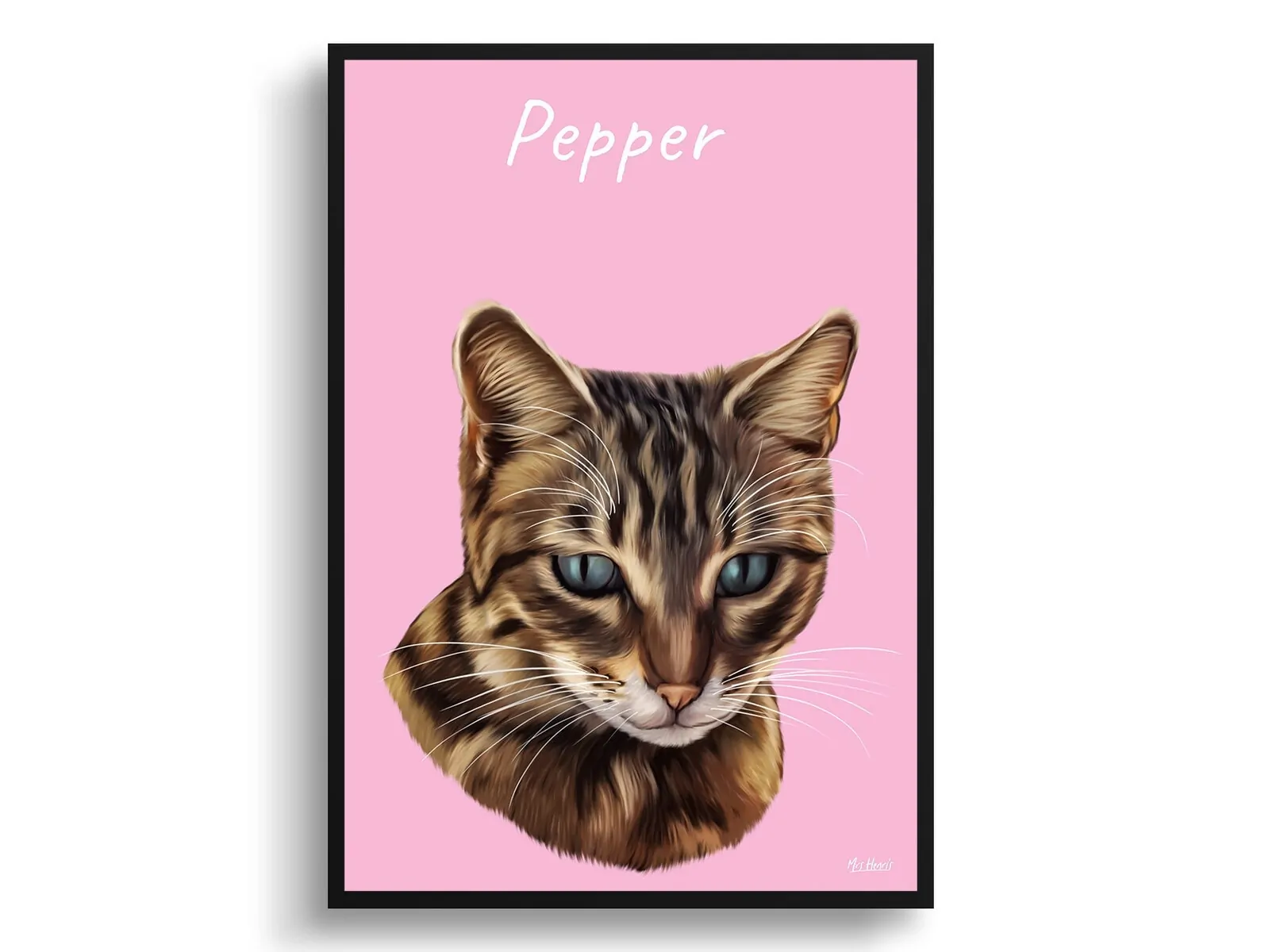 Custom Cat painting portrait print - Framed & un-framed personalised portrait of your pet - Image 14