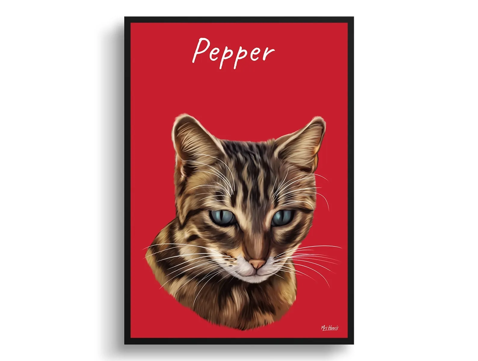 Custom Cat painting portrait print - Framed & un-framed personalised portrait of your pet - Image 17