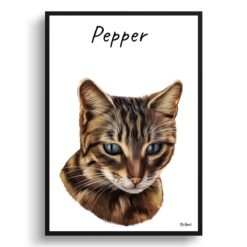 personalised pet portrait prints cat painting white