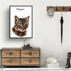 personalised pet portrait prints cat painting white hall