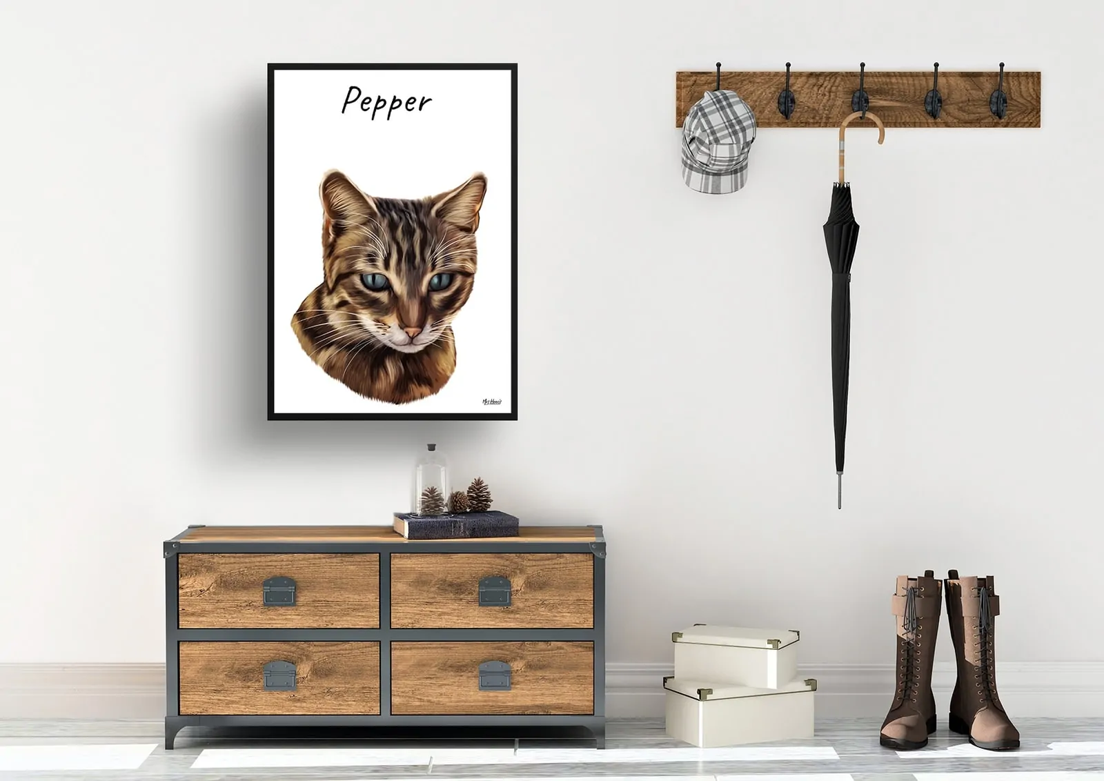 Custom Cat painting portrait print - Framed & un-framed personalised portrait of your pet - Image 5