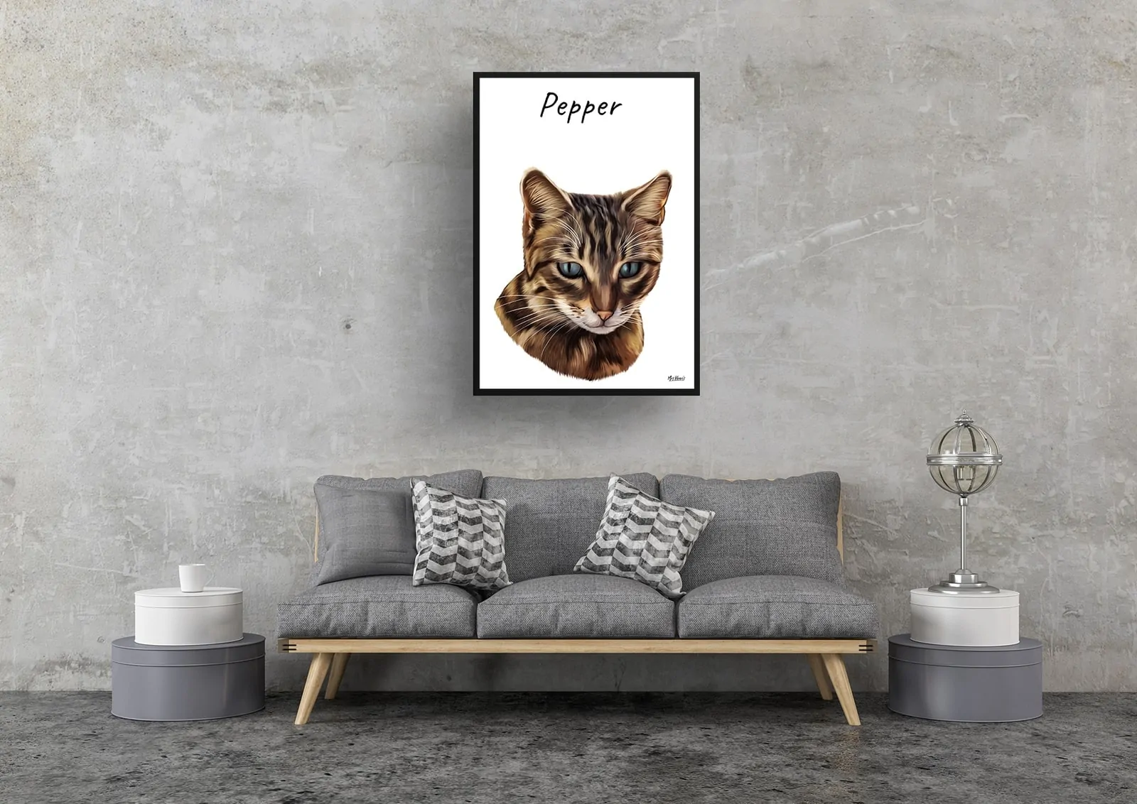 Custom Cat painting portrait print - Framed & un-framed personalised portrait of your pet - Image 7