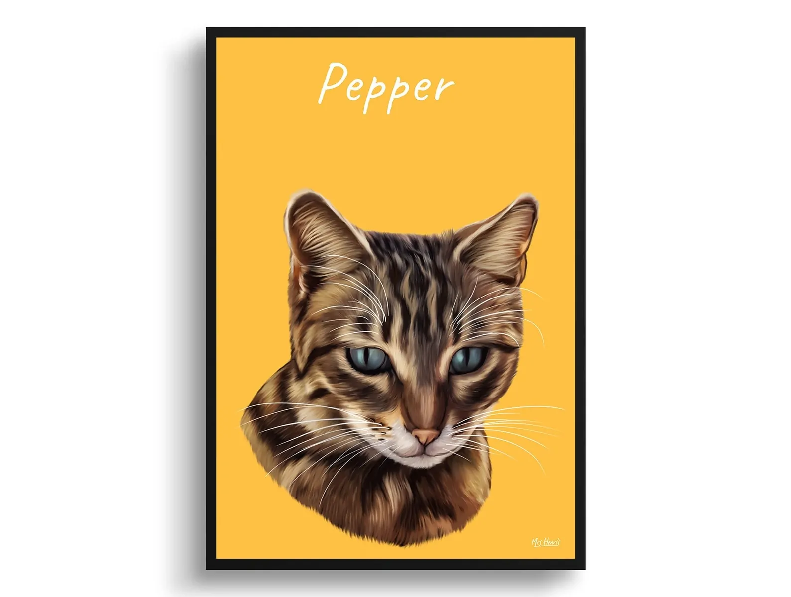 Custom Cat painting portrait print - Framed & un-framed personalised portrait of your pet - Image 16