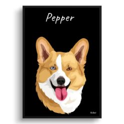 Custom Dog illustration portrait print - Framed & un-framed personalised portrait of your pet 28 personalised pet portrait prints dog illustration black