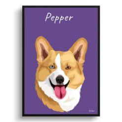 Custom Dog illustration portrait print - Framed & un-framed personalised portrait of your pet 34 personalised pet portrait prints dog illustration purple